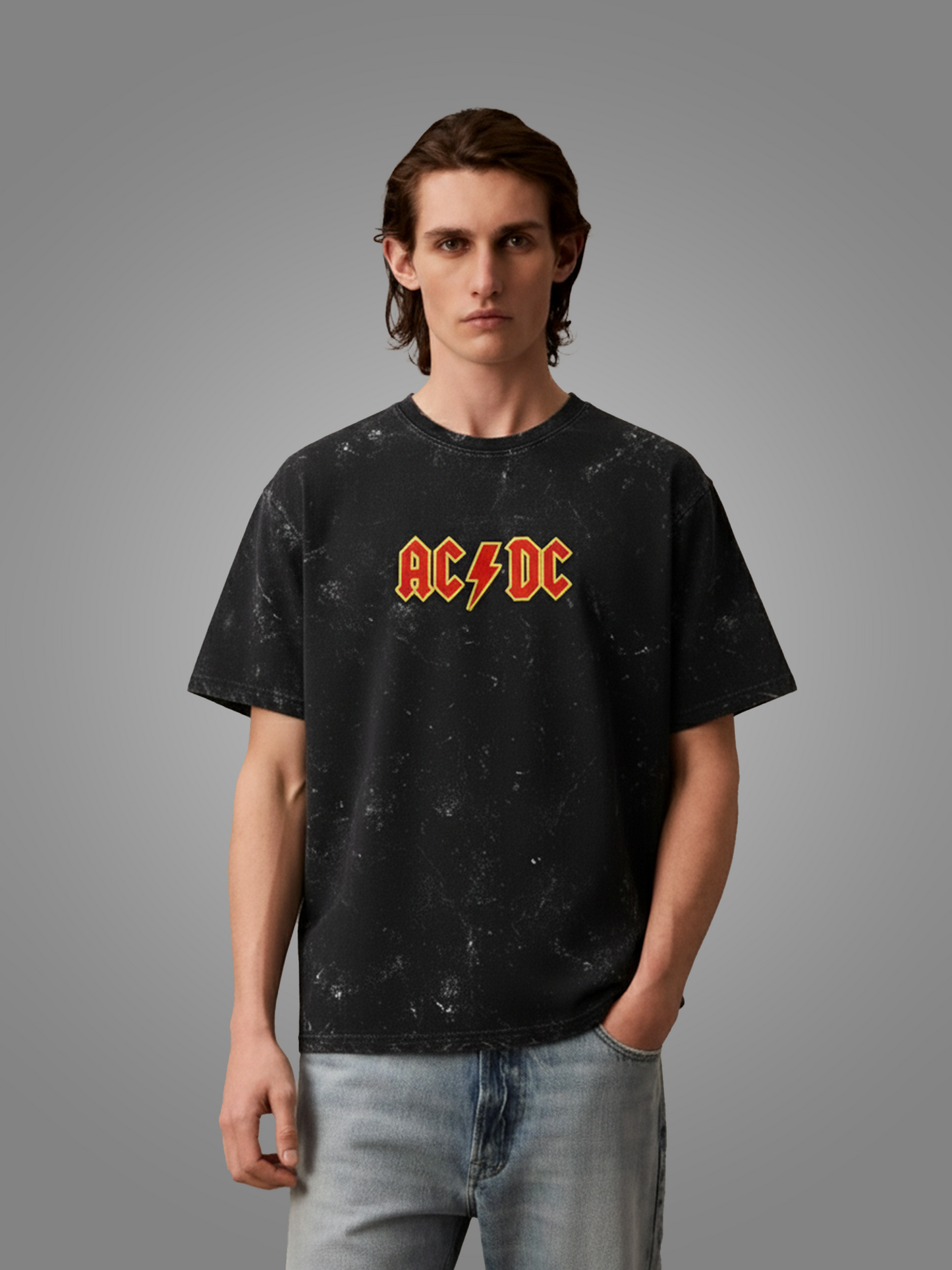 Thunderstruck – AC/DC Acid Wash Oversized Tee