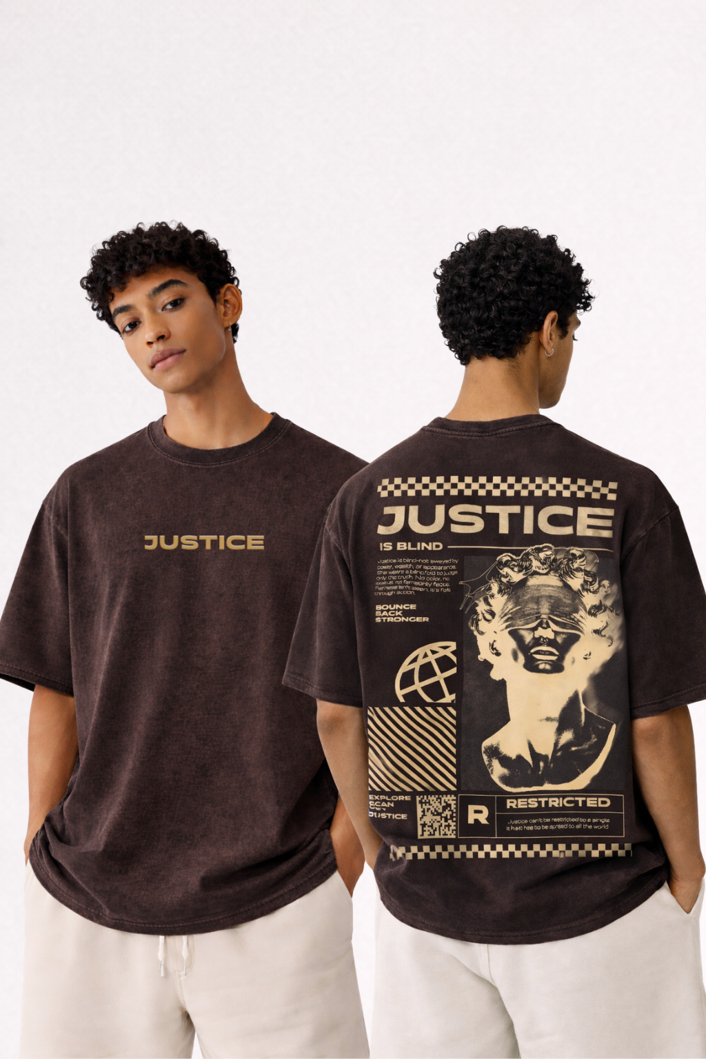 Justice Acid Wash Oversized Tee
