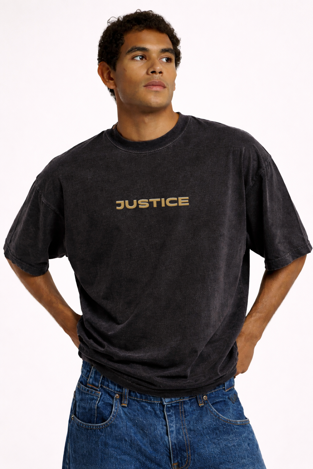 Justice Acid Wash Oversized Tee
