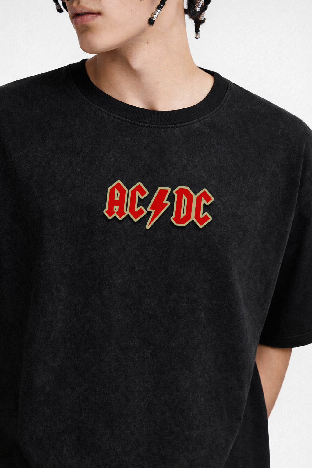 Thunderstruck Acid Wash Oversized Tee