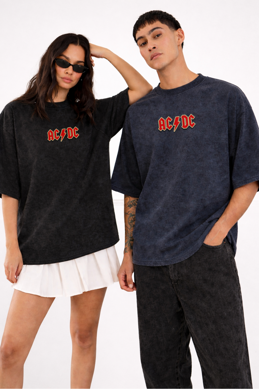 Thunderstruck Acid Wash Oversized Tee