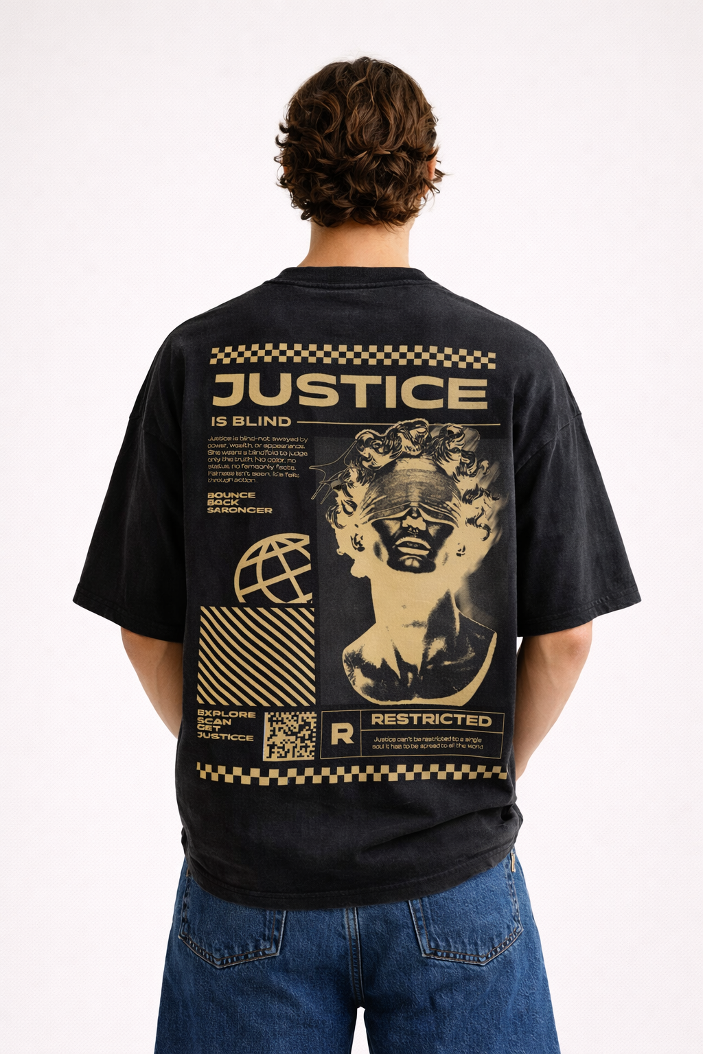 Justice Acid Wash Oversized Tee