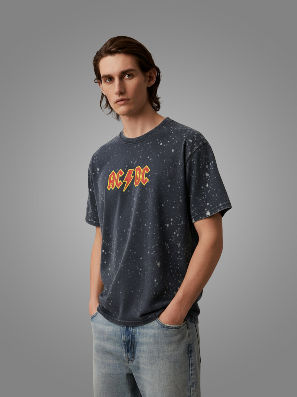 Thunderstruck – AC/DC Acid Wash Oversized Tee