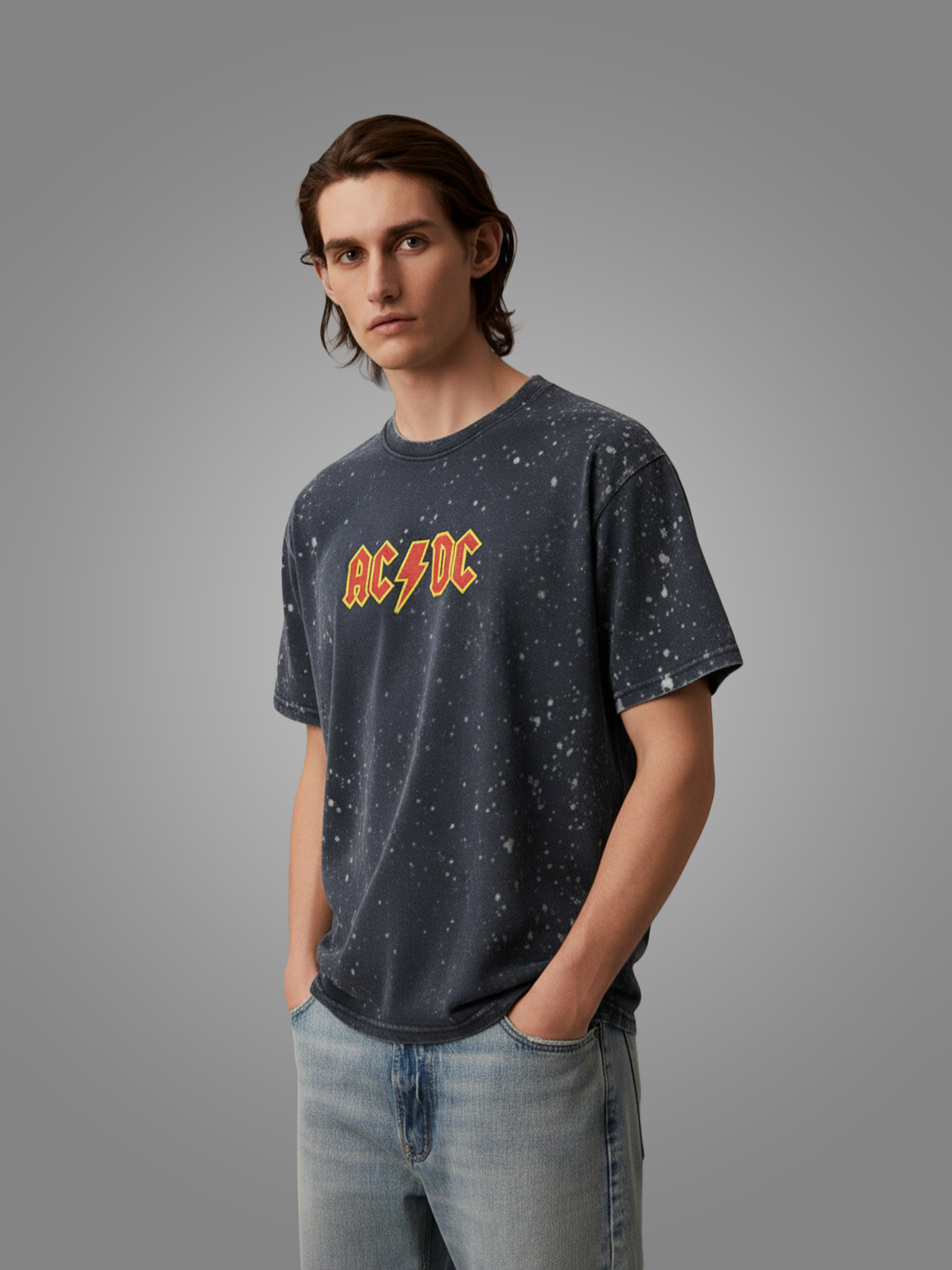 Thunderstruck – AC/DC Acid Wash Oversized Tee