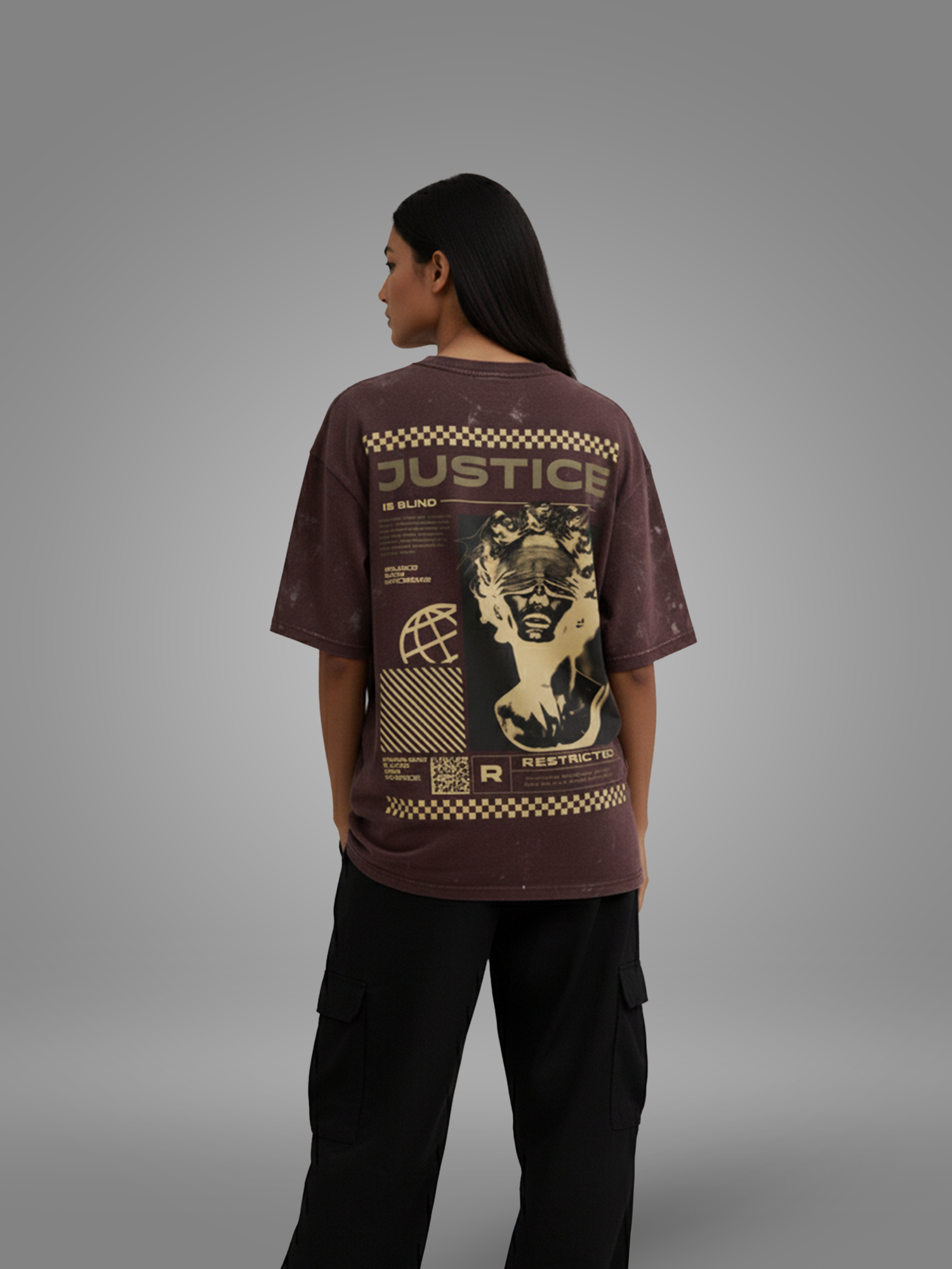 Justice – Acid Wash Oversized Tee