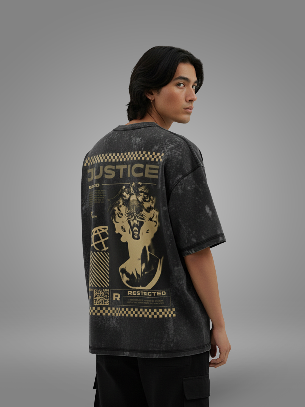 Justice – Acid Wash Oversized Tee