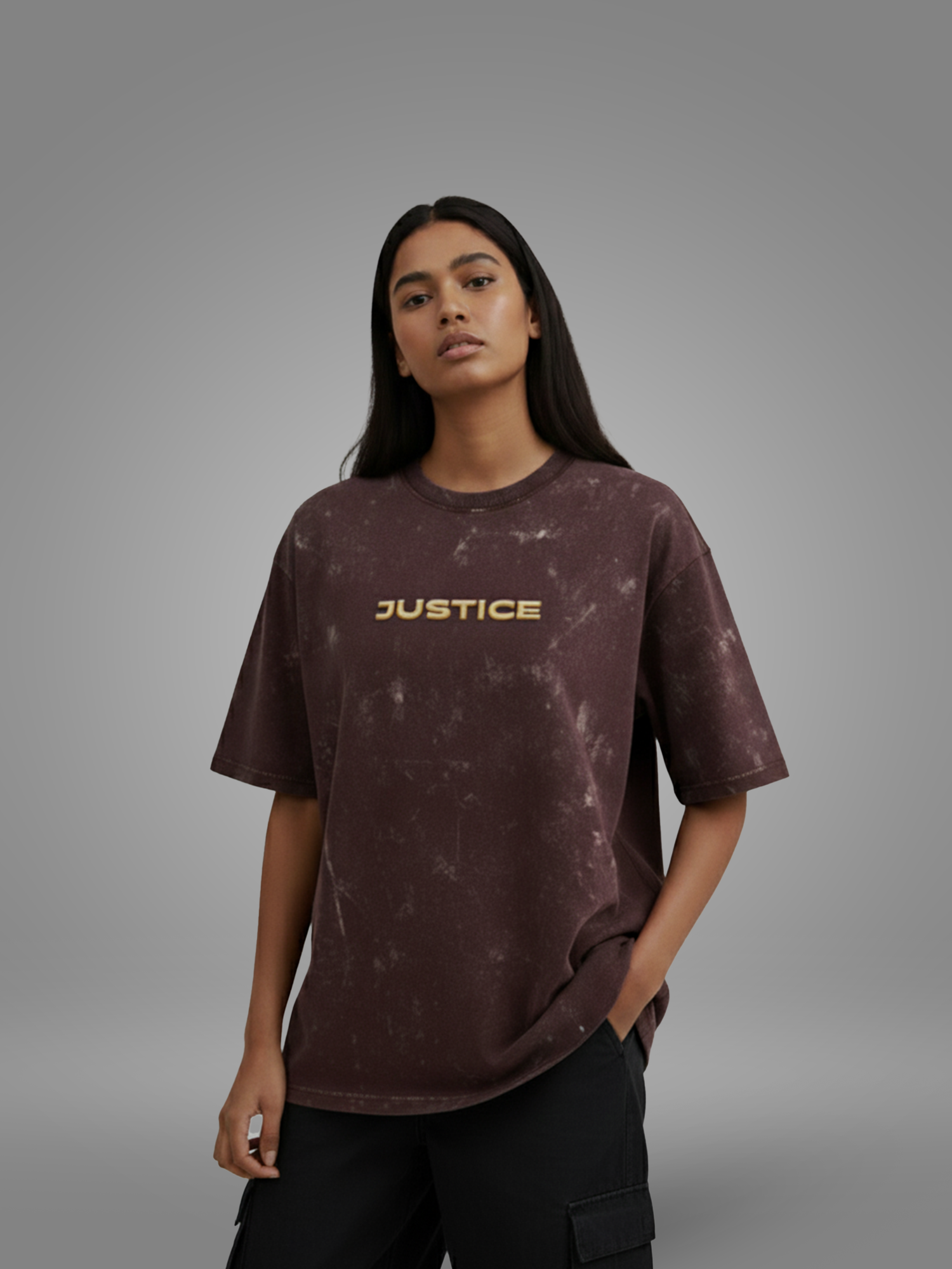 Justice – Acid Wash Oversized Tee