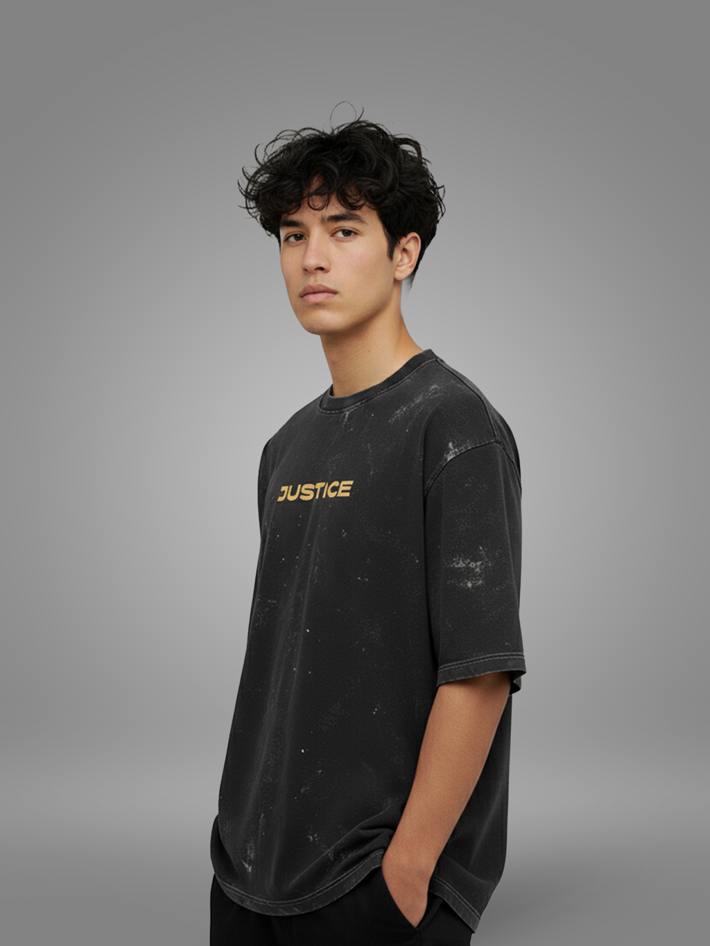 Justice – Acid Wash Oversized Tee