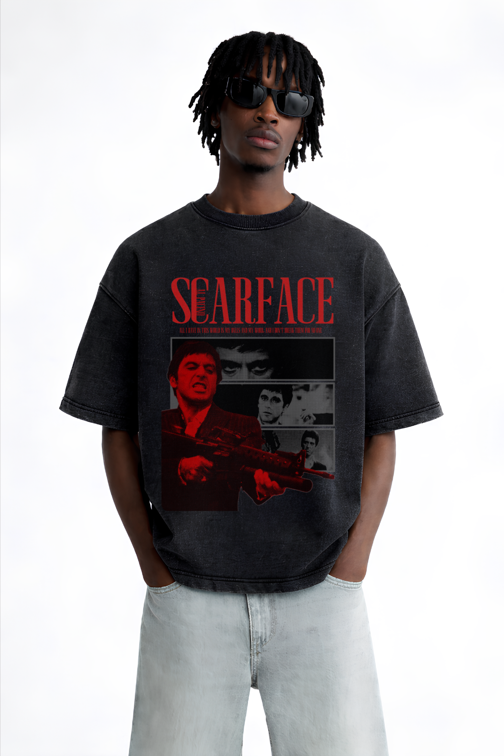 Scarface Acid Wash Oversized Tee